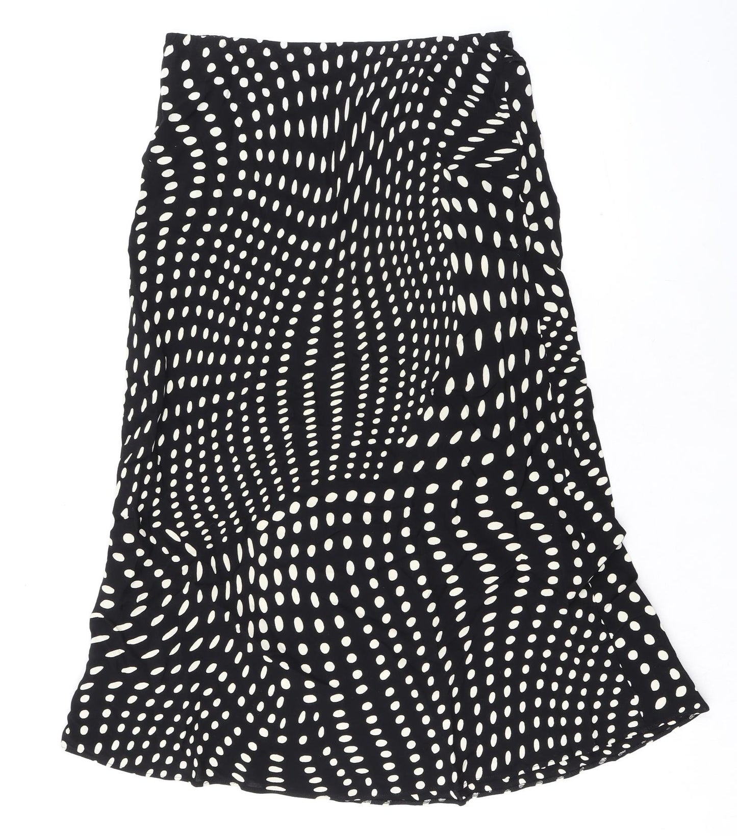 Marks and Spencer Womens Black Geometric Viscose A-Line Skirt Size 12