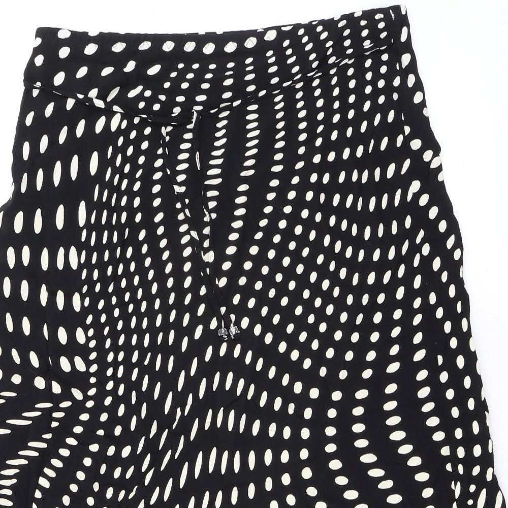 Marks and Spencer Womens Black Geometric Viscose A-Line Skirt Size 12