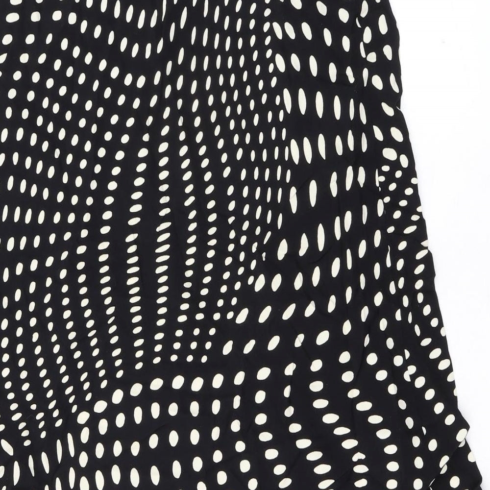 Marks and Spencer Womens Black Geometric Viscose A-Line Skirt Size 12