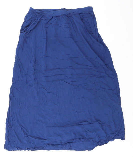 New Look Womens Blue Viscose A-Line Skirt Size 16 Zip
