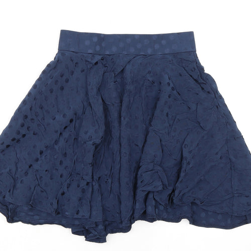 ORSAY Womens Blue Polka Dot Viscose Swing Skirt Size 8 Zip