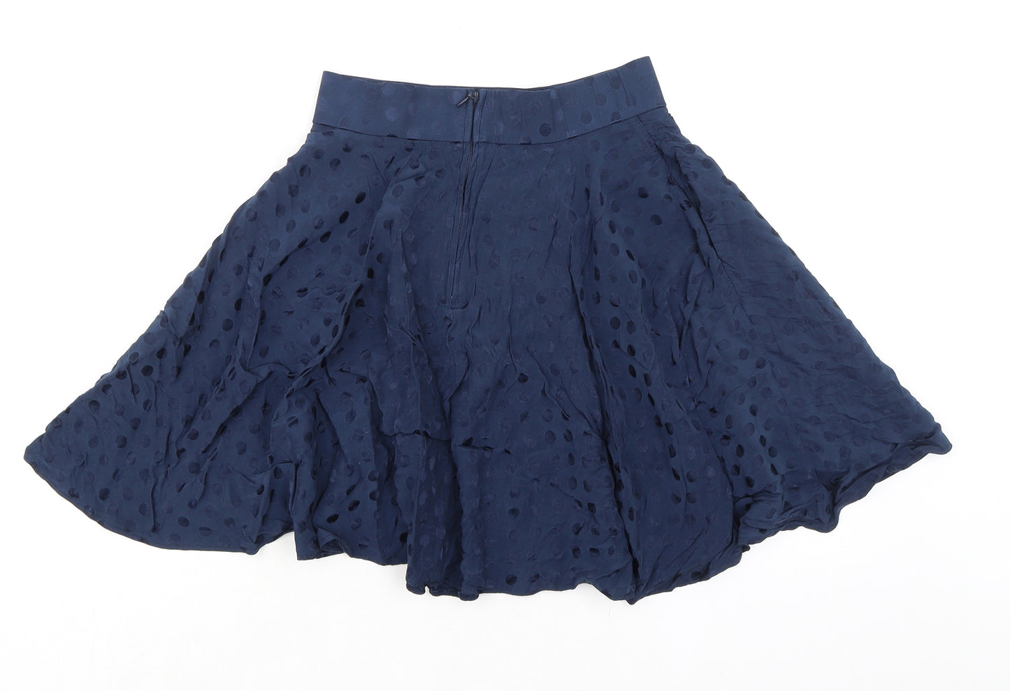 ORSAY Womens Blue Polka Dot Viscose Swing Skirt Size 8 Zip