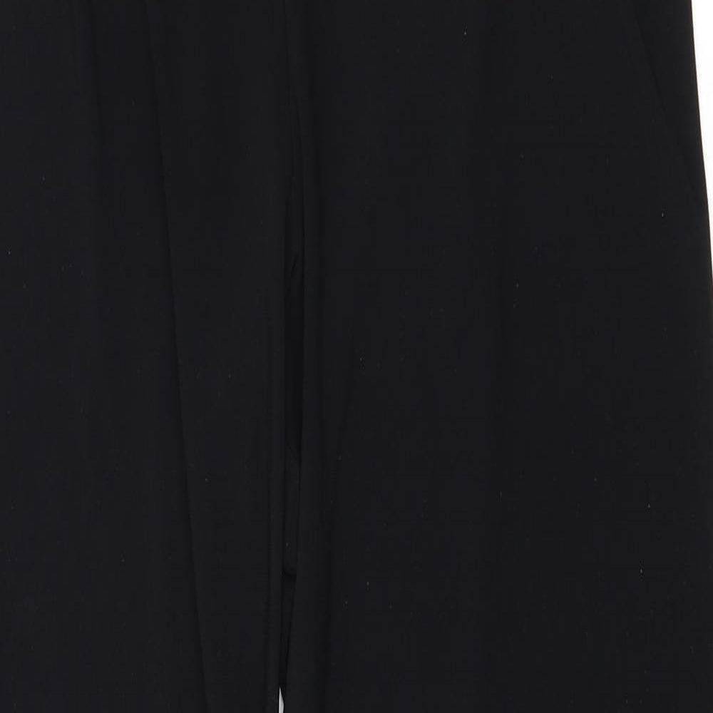 Bonmarché Womens Black Herringbone Polyester Trousers Size 14 L30 in Regular