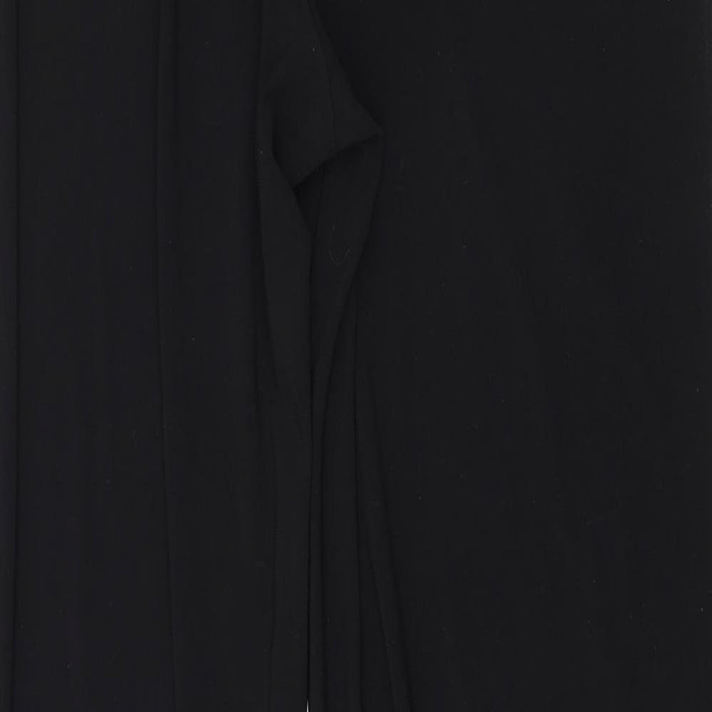 Bonmarché Womens Black Herringbone Polyester Trousers Size 14 L30 in Regular