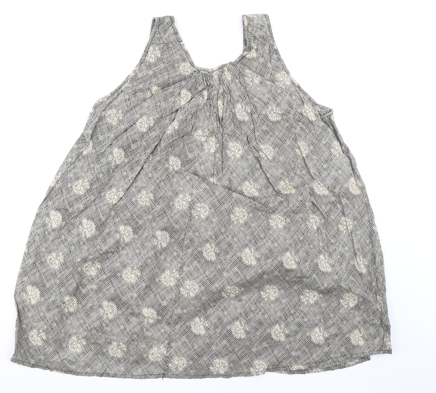 Phool Womens Beige Geometric 100% Cotton Basic Tank Size 12 Round Neck