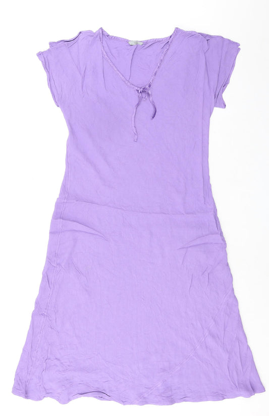 Marks and Spencer Womens Purple Viscose A-Line Size 18 V-Neck Pullover