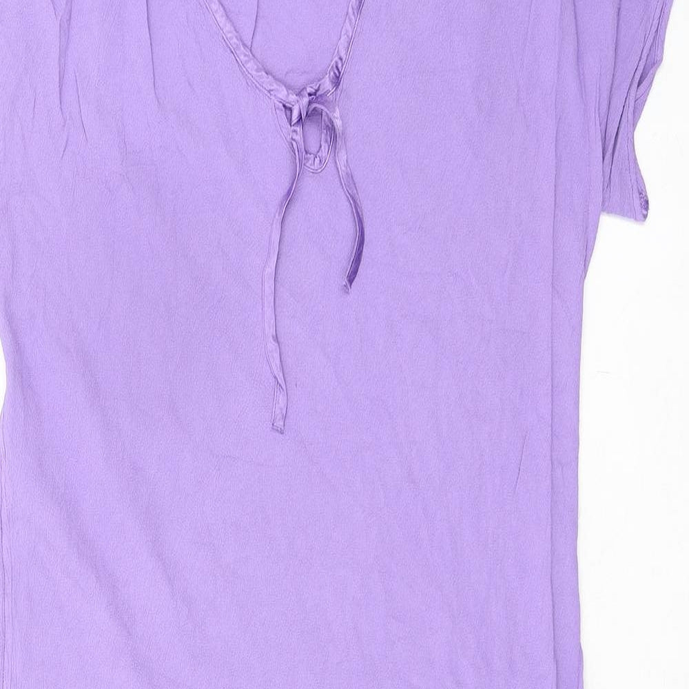 Marks and Spencer Womens Purple Viscose A-Line Size 18 V-Neck Pullover