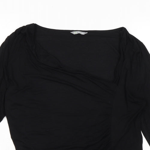 Marks and Spencer Womens Black Viscose Basic T-Shirt Size 16 Scoop Neck