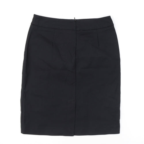 Mango Womens Black Cotton Straight & Pencil Skirt Size 12 Zip