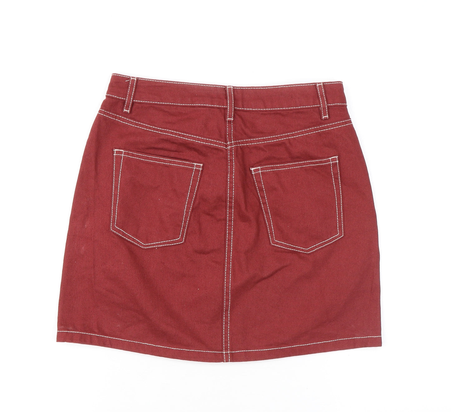 Divided by H&M Womens Red Cotton Mini Skirt Size 6 Zip