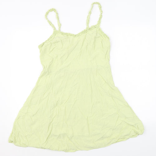 New Look Womens Green Viscose Slip Dress Size 14 V-Neck Pullover
