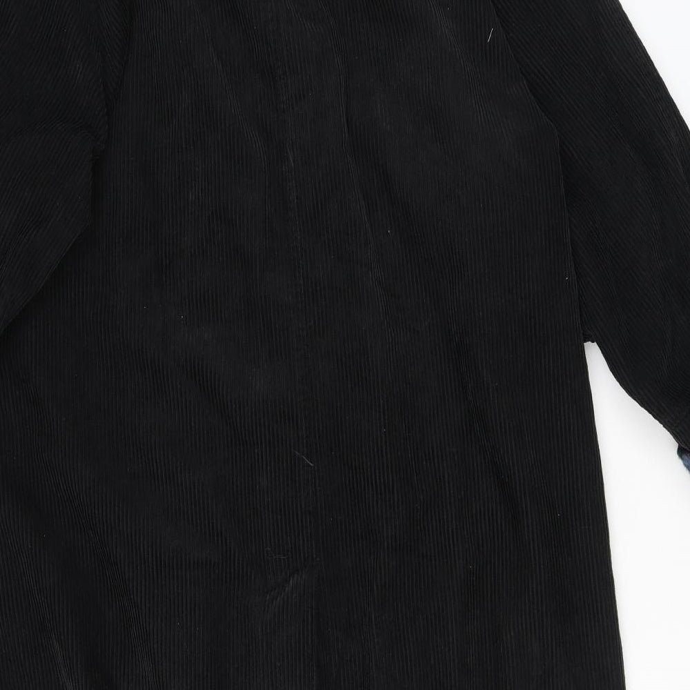 Two Plus One Womens Black Overcoat Coat Size 14 Button
