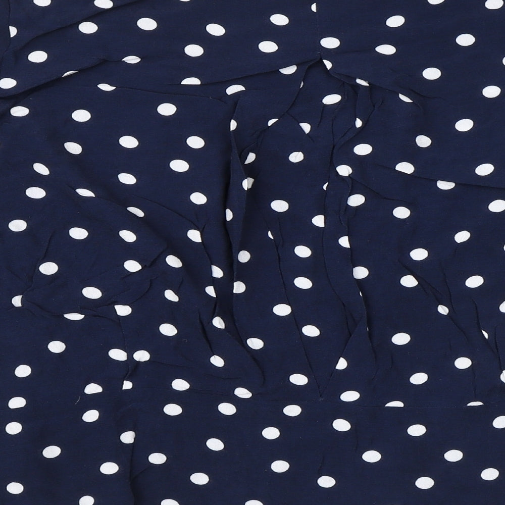 Marks and Spencer Womens Blue Polka Dot Viscose Basic Blouse Size 16 Round Neck
