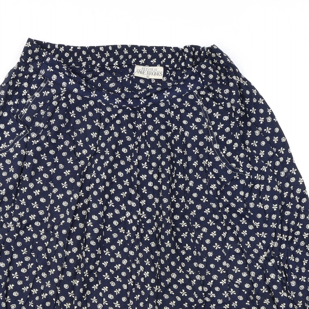 Anne Brooks Womens Blue Floral Viscose Peasant Skirt Size 16