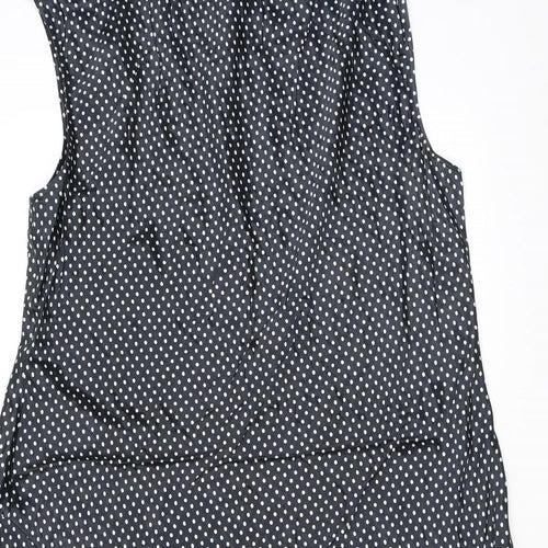 Marks and Spencer Womens Black Polka Dot Viscose A-Line Size 22 Round Neck Button