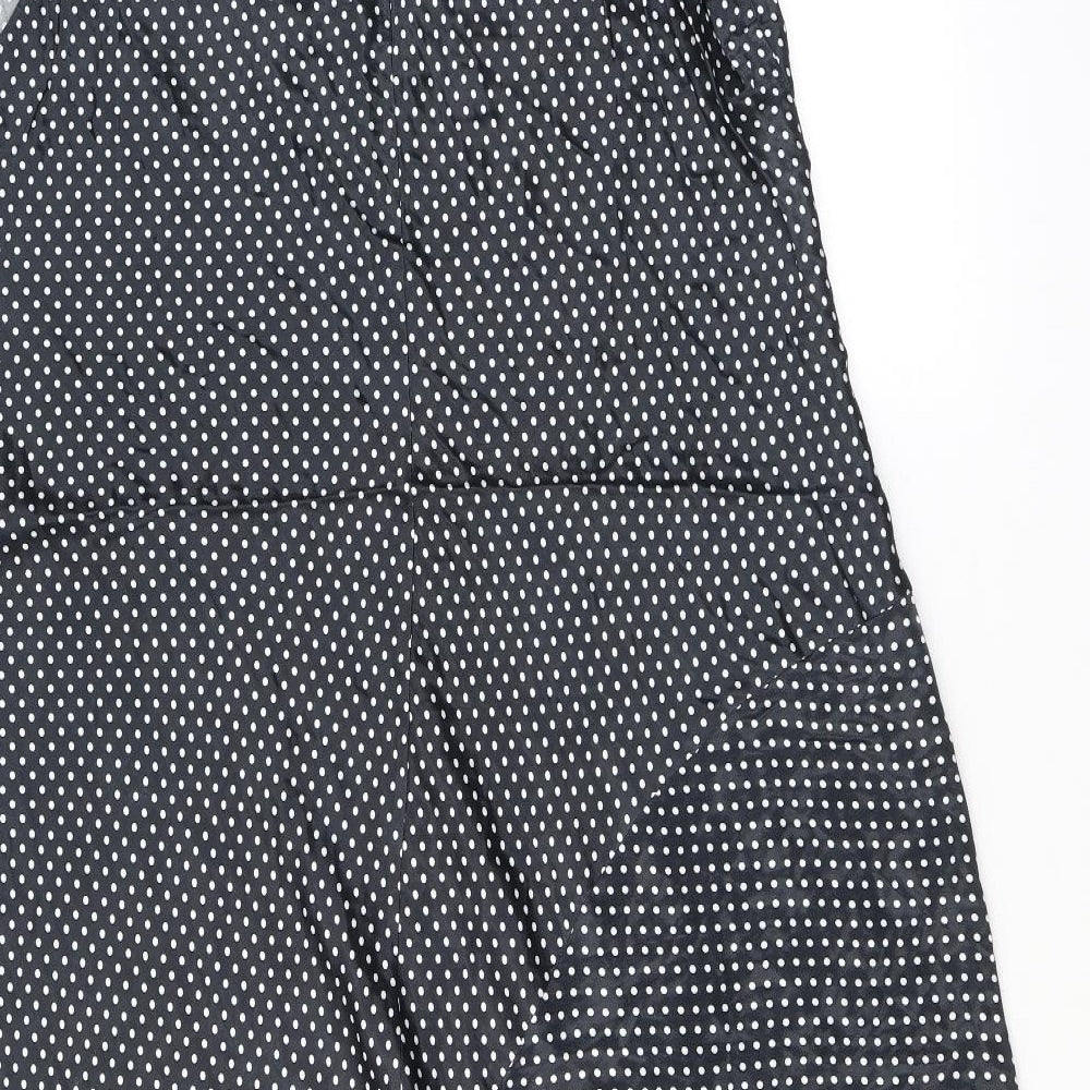 Marks and Spencer Womens Black Polka Dot Viscose A-Line Size 22 Round Neck Button