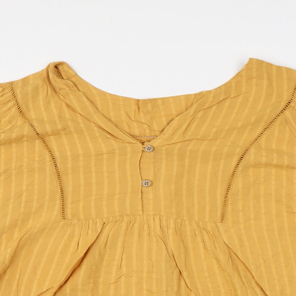 NEXT Womens Yellow Striped Viscose Basic Blouse Size 20 V-Neck