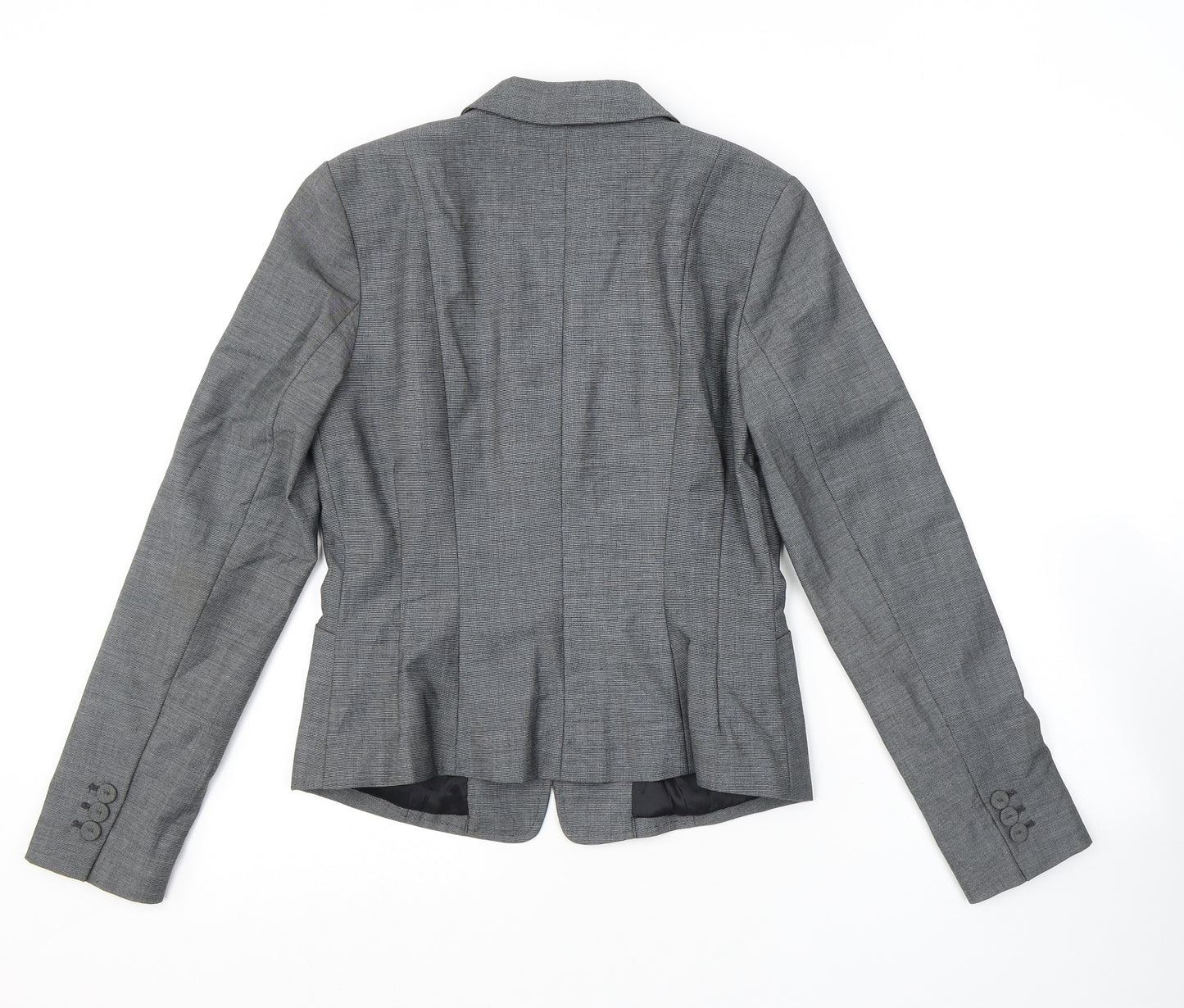 H&M Womens Grey Geometric Polyester Jacket Suit Jacket Size 10