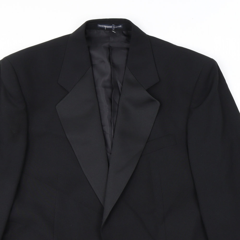 Greenwoods Mens Black Polyester Tuxedo Suit Jacket Size 40 Regular