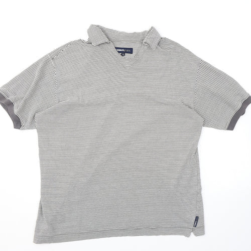 Cerruti Mens Grey Striped Cotton T-Shirt Size M Collared