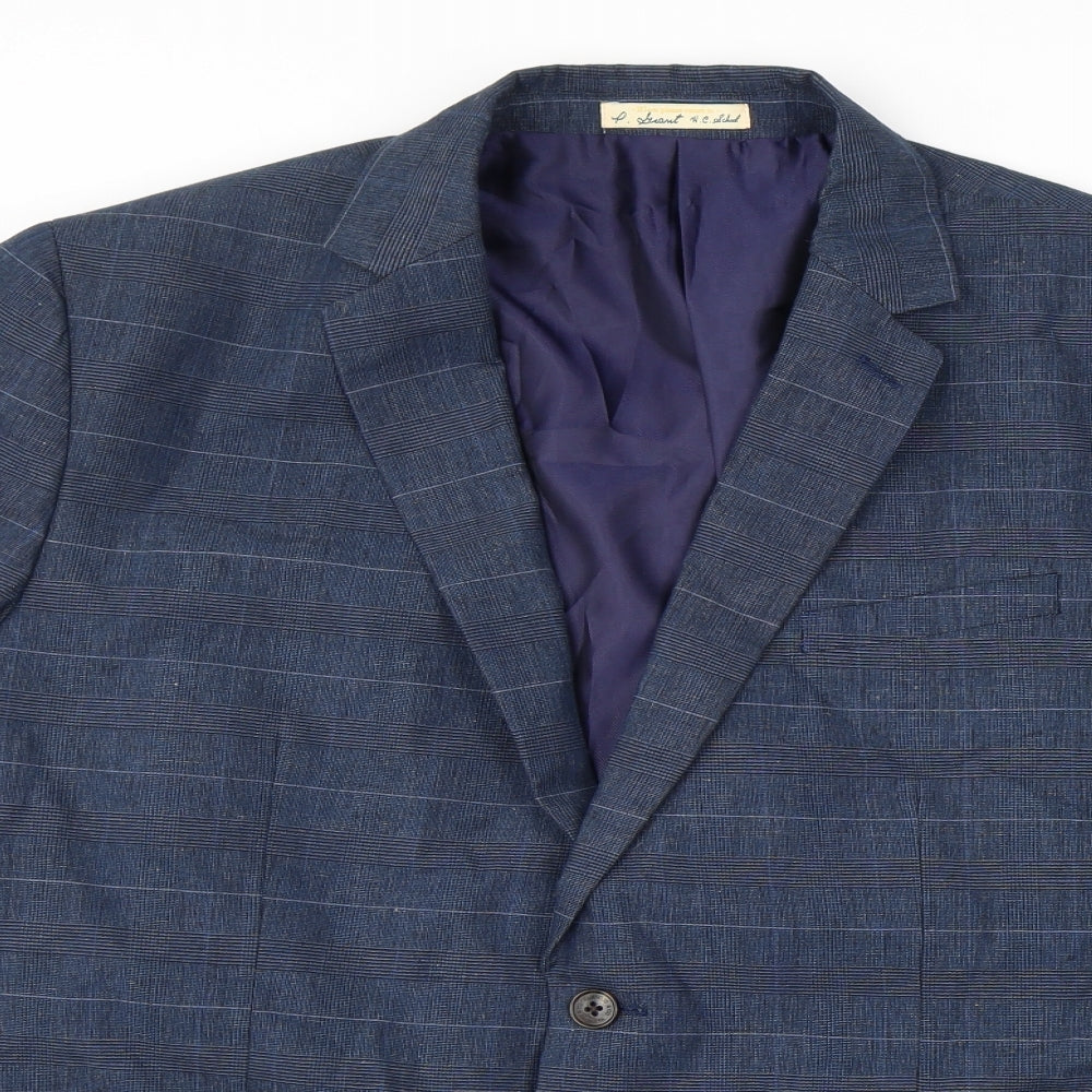 Debenhams Mens Blue Check Cotton Jacket Suit Jacket Size 46 Regular