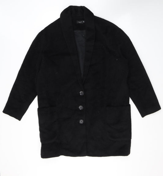 Liebeskind Berlin Womens Black Overcoat Coat Size 14 Button