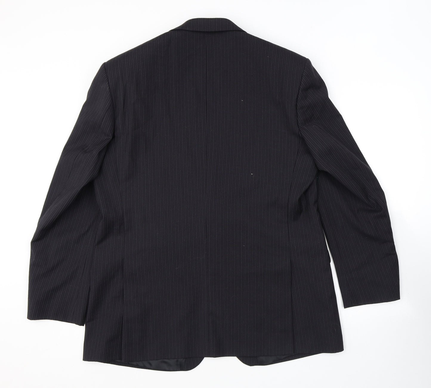 Karl Jackson Mens Black Striped Polyester Jacket Suit Jacket Size 44 Regular
