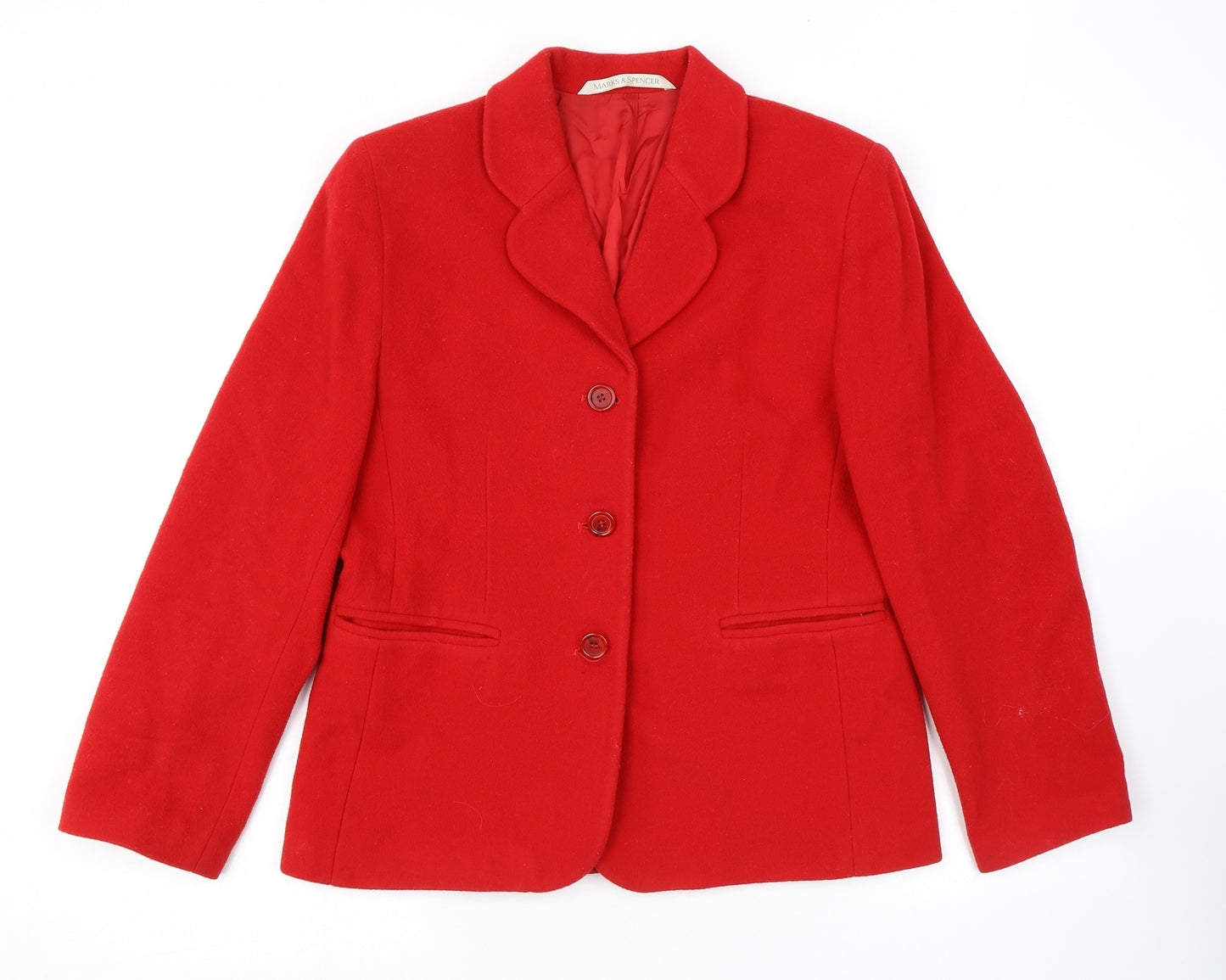 Marks and Spencer Womens Red Jacket Blazer Size 12 Button