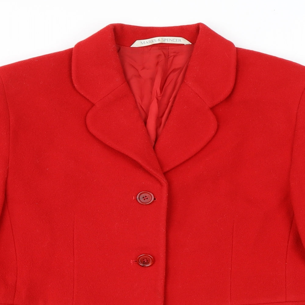 Marks and Spencer Womens Red Jacket Blazer Size 12 Button