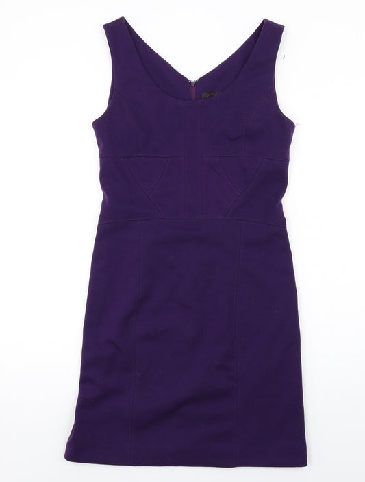 Pinkiss Womens Purple Polyester Pencil Dress Size 12 Scoop Neck Zip