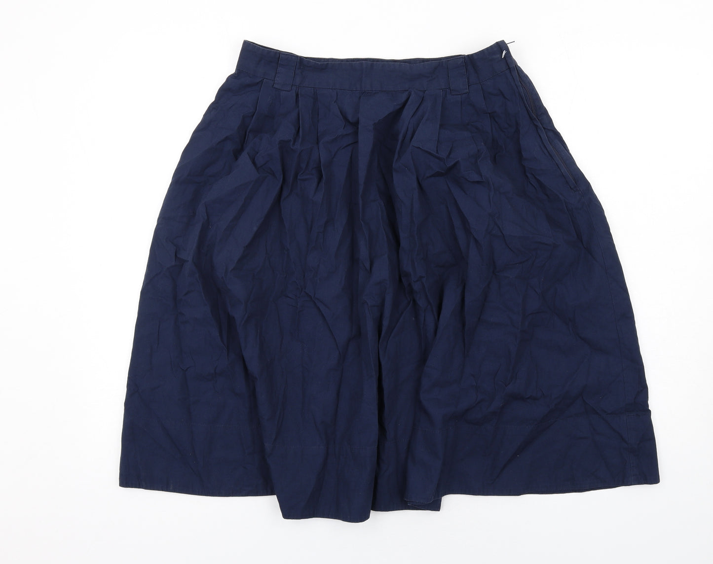H&M Womens Blue Cotton A-Line Skirt Size 16 Zip