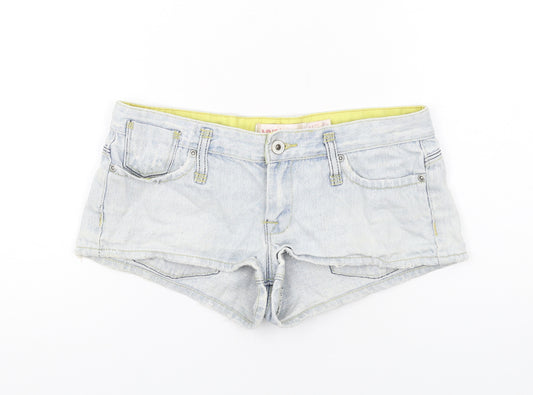 Mango Womens Blue Cotton Hot Pants Shorts Size 10 Regular Zip