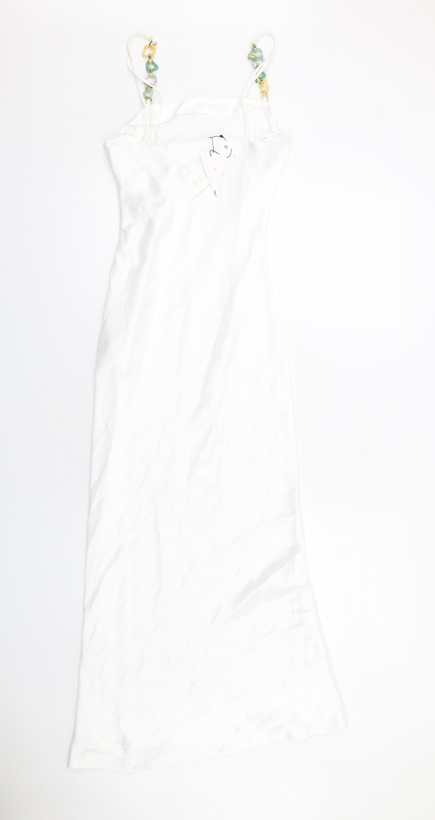 Zara Womens White Polyester Maxi Size XS Square Neck Zip - Strap Detail