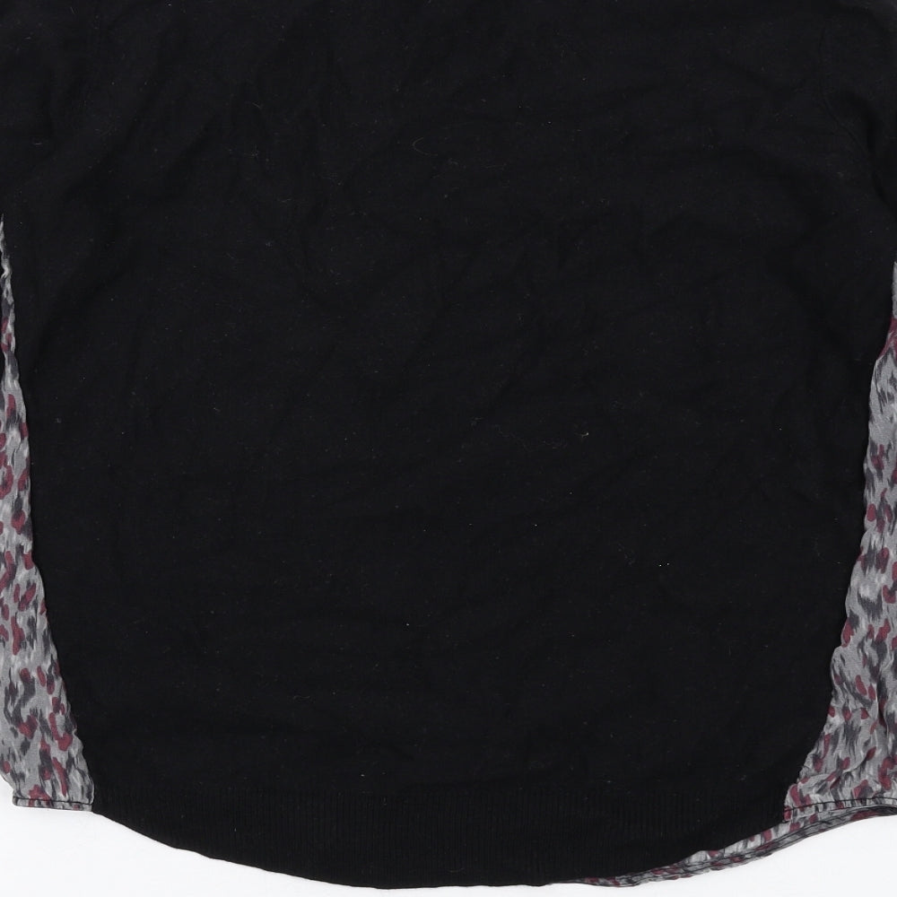 Comptoir des Cotonniers Womens Black Round Neck Geometric Viscose Pullover Jumper Size M