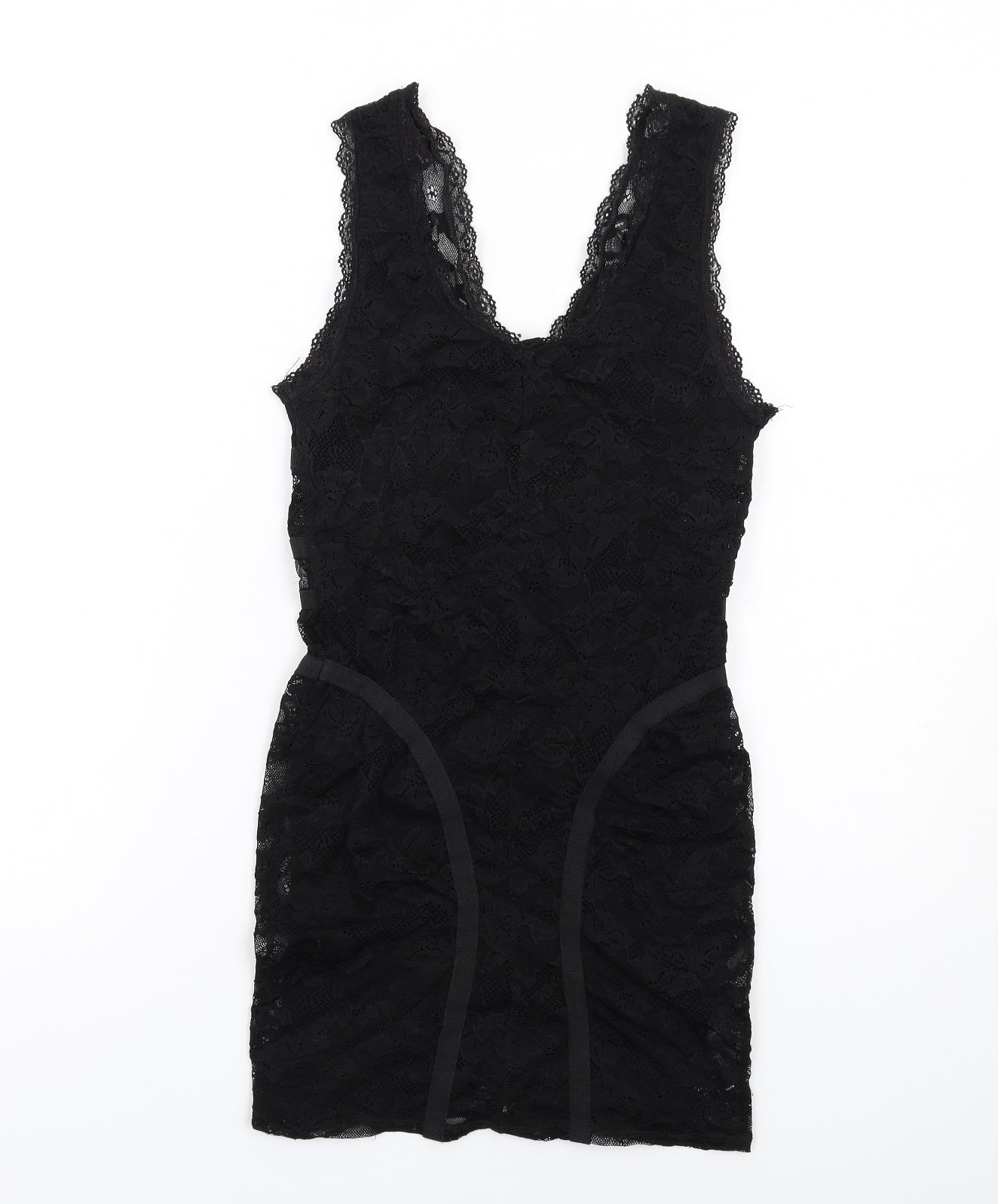 Topshop Womens Black Polyester Bodycon Size 10 V-Neck Pullover