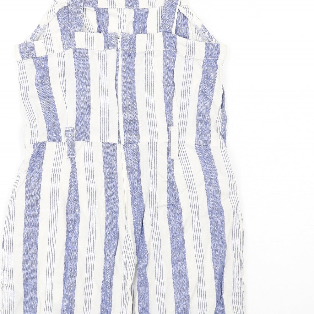 Dorothy Perkins Womens Blue Striped Linen Playsuit One-Piece Size 12 Zip