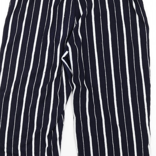 M&Co Womens Blue Striped Polyester Capri Trousers Size 16 L21 in Regular