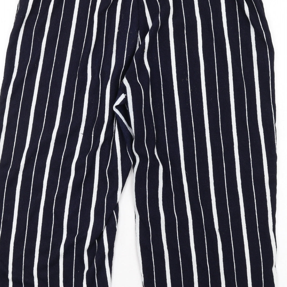 M&Co Womens Blue Striped Polyester Capri Trousers Size 16 L21 in Regular