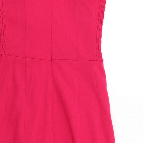 Bombshell Womens Pink Viscose Pencil Dress Size 10 V-Neck Zip