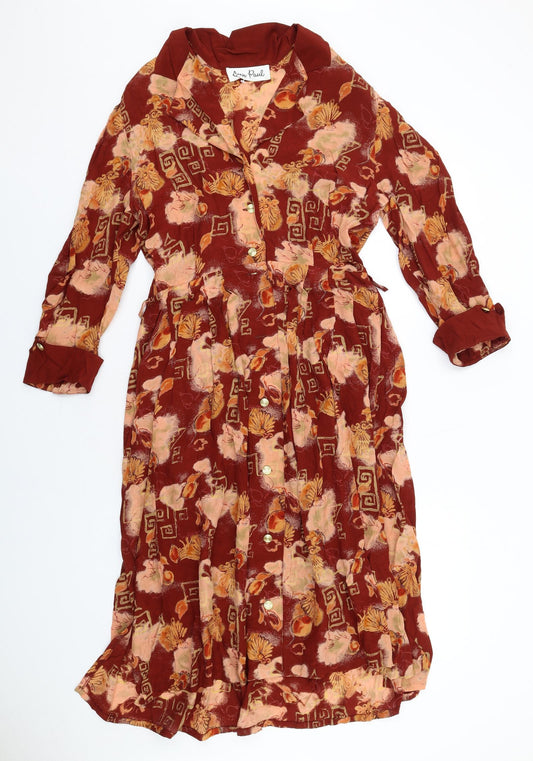 Jean Paul Womens Multicoloured Geometric Viscose Shirt Dress Size 14 Collared Button