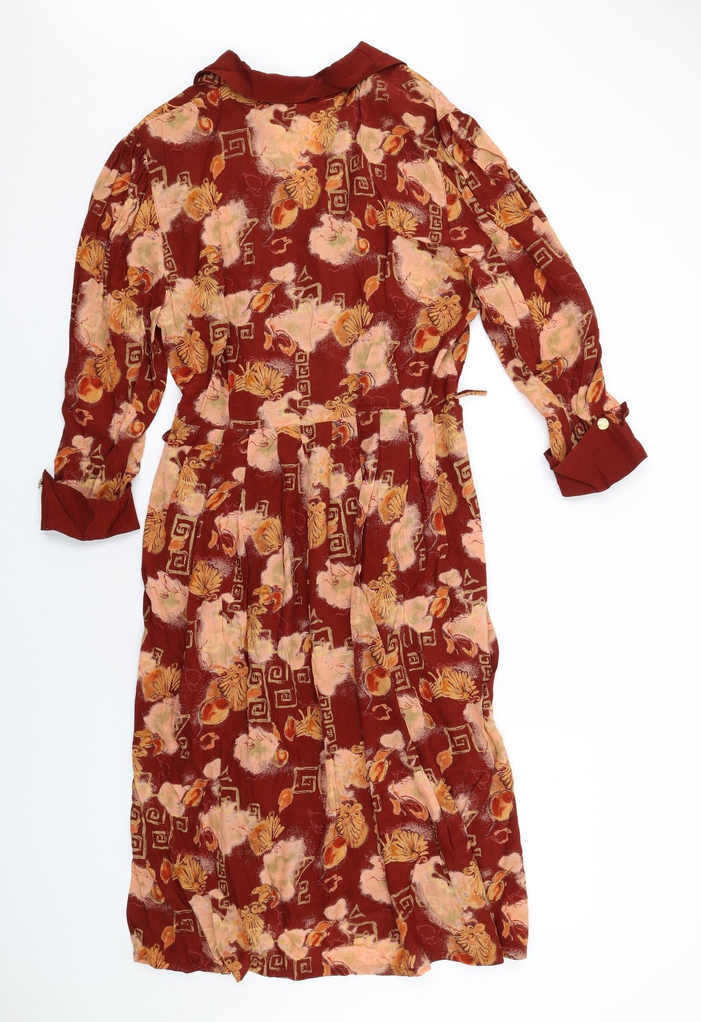 Jean Paul Womens Multicoloured Geometric Viscose Shirt Dress Size 14 Collared Button