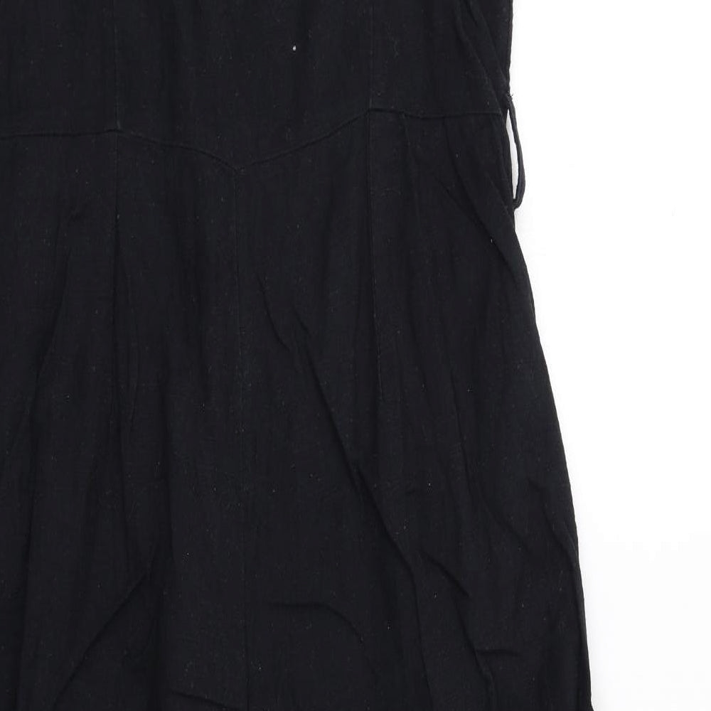 New Look Womens Black Cotton Jumpsuit One-Piece Size 12 L22 in Button