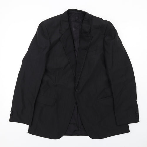 Steegan Mens Black Polyester Jacket Suit Jacket Size 42 Regular - Trimmed Lapel