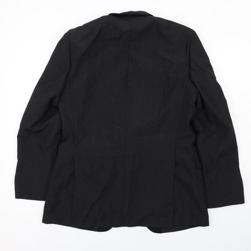 Steegan Mens Black Polyester Jacket Suit Jacket Size 42 Regular - Trimmed Lapel