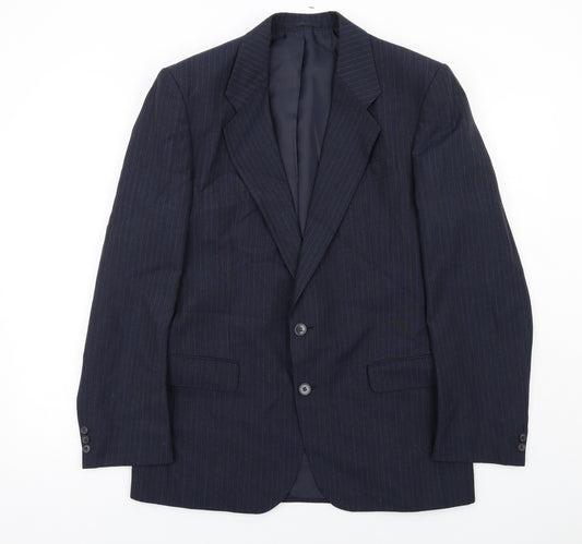 House of Fraser Mens Blue Striped Polyester Jacket Suit Jacket Size 40 Regular