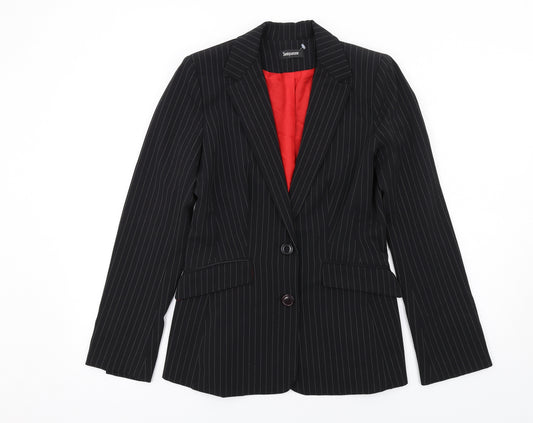Sinéquanone Womens Black Striped Polyester Jacket Blazer Size 10