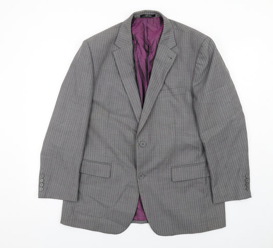 Skopes Mens Grey Striped Wool Jacket Suit Jacket Size 42 Regular