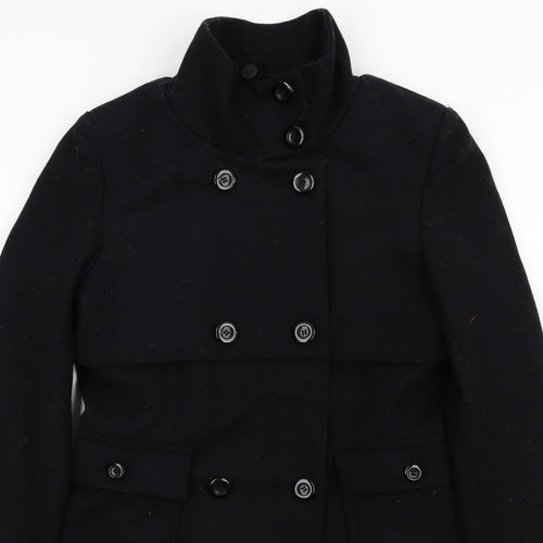 Delancey Womens Black Pea Coat Coat Size 10 Button