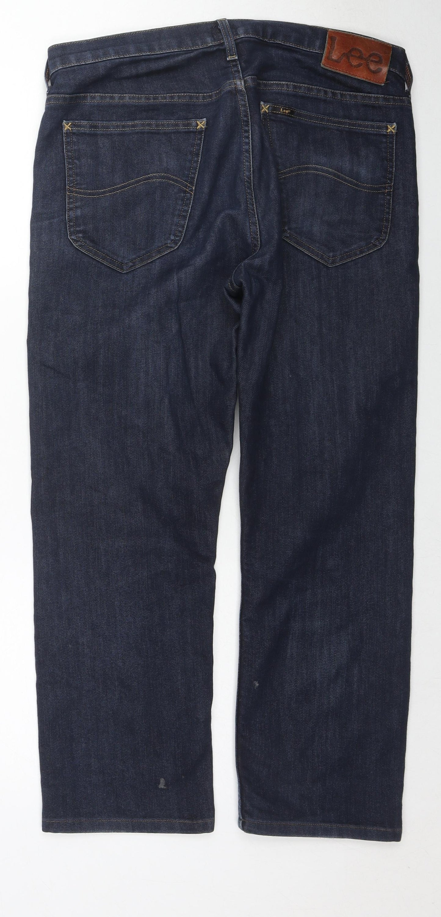 Lee Mens Blue Cotton Straight Jeans Size 34 in L30 in Regular Zip