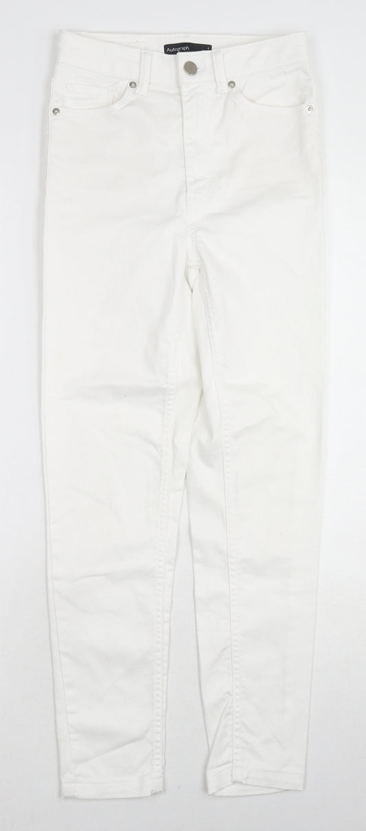 Autograph Womens White Cotton Skinny Jeans Size 6 L26 in Regular Zip